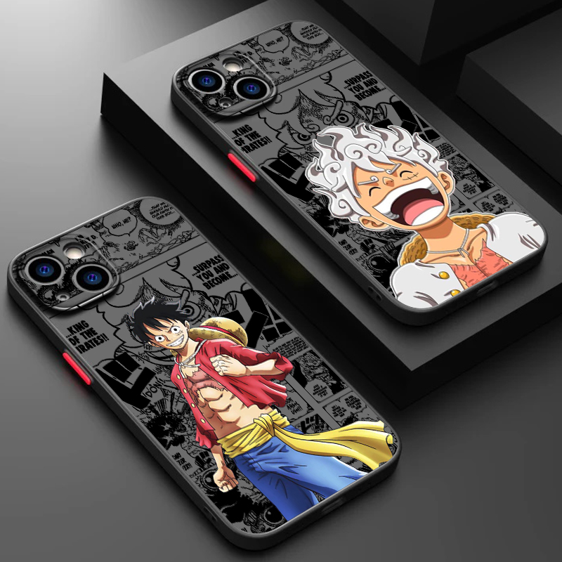 Wenefang Luxury Anime One Piece Luffs Frosted Translucent For Apple iPhone 15 14 13 12 11 XS XR X 8 7 SE Pro Max Plus Mini Cover