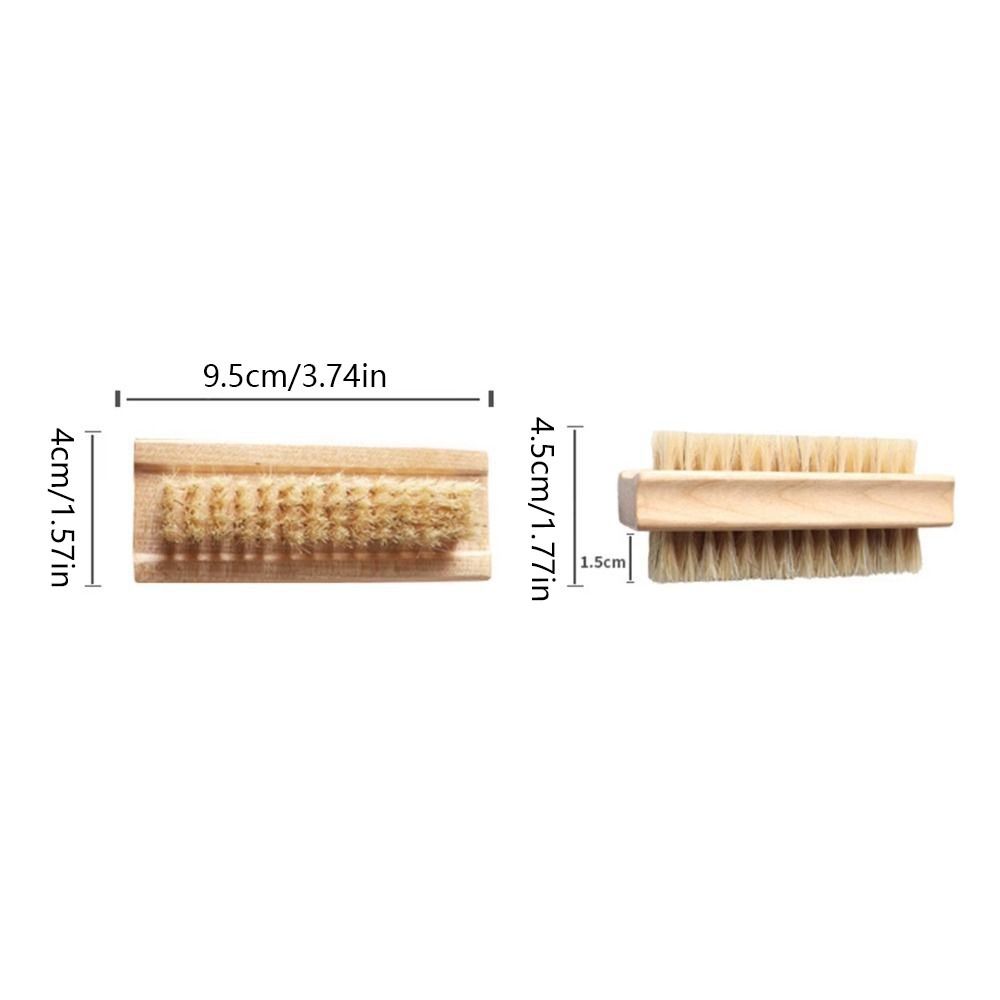 2Pcs Manicure Pedicure Tool Double Sides Nail Cleaning Brush Bristles/Sisal Bamboo Handle Nail Art Scrubbing Brush Portable Remove Dust Nail Gap Cleaning Tool for Massage