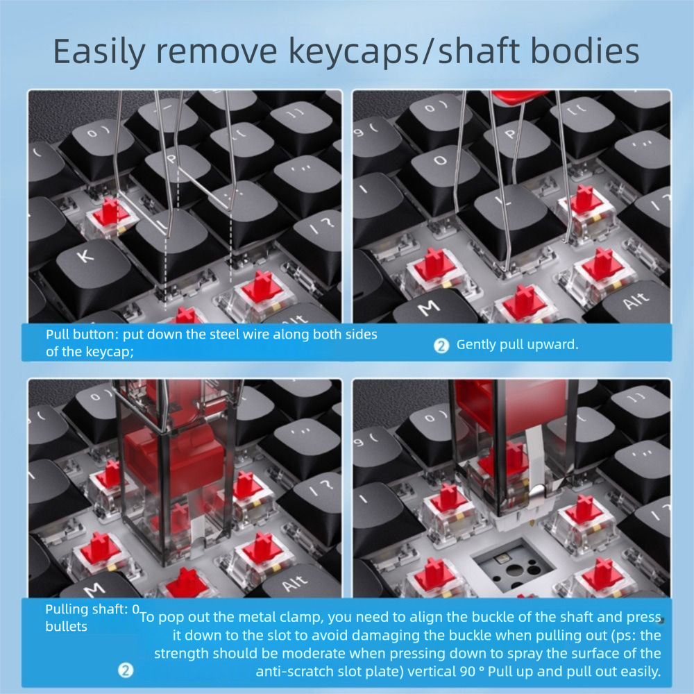 Keyboard Cleaning Tool 2 in Keys Caps Puller Multifunction Transparent Keyboard Switch Puller Light Weight Portable Mechanical Keyboard Keycap Extractor Mechanical Keyboard