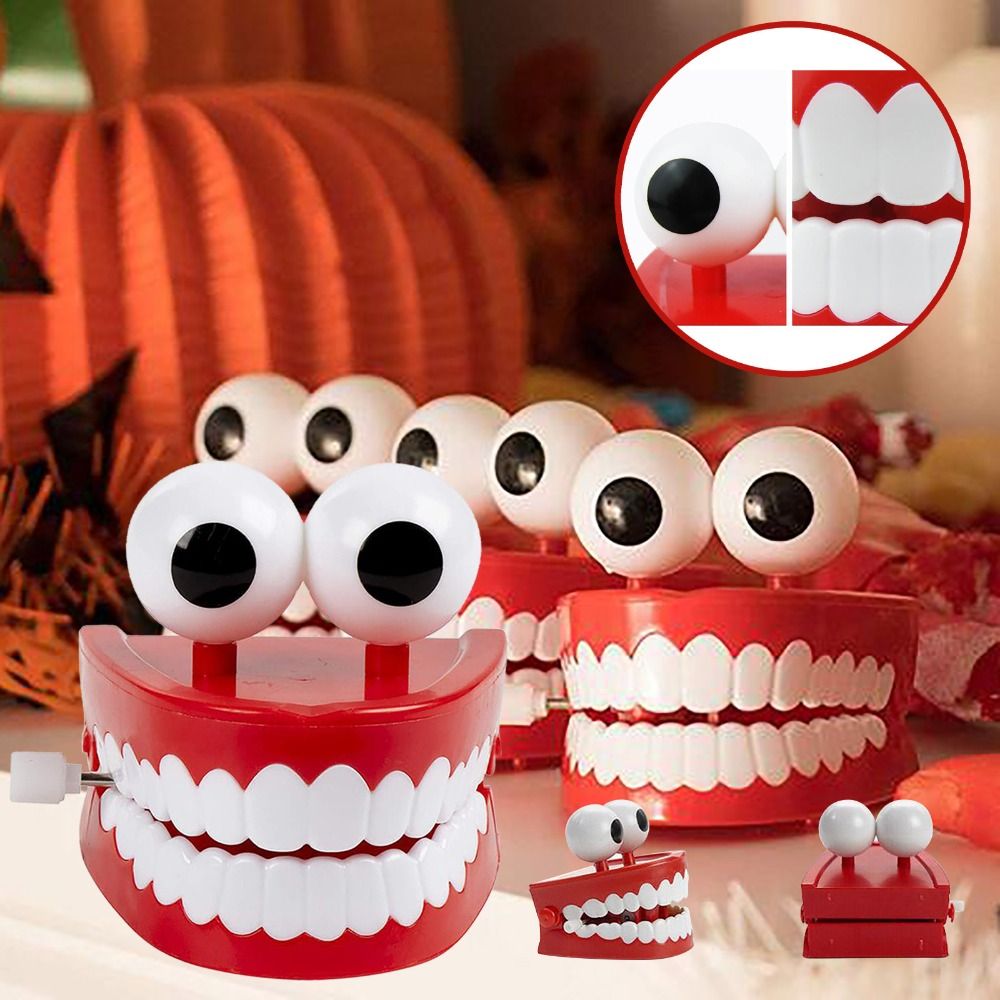 For Baby Cute Creative Clockwork Wind Up Babbling Denture Children's Gifts Children's Desktop Ornaments Jump Clockwork Walking Wind Up-Funny Big Clockwork