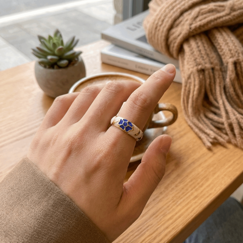Elegant Vintage Dot Open Ring Unique Chinese Style Bohemian Ring Round Shape Dripping Oil Adjustable Ring Festival