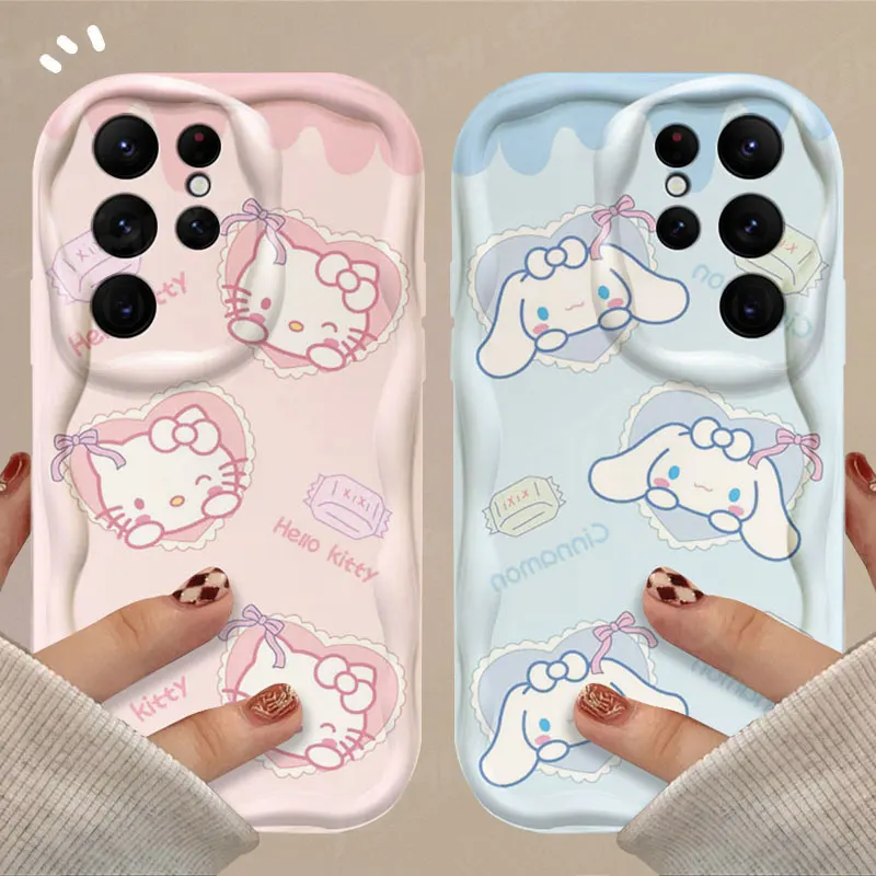Wenefang Sanrio Hello Kitty Cinnamoroll Wave Case For Samsung Galaxy A12 A22 A32 A52 A52S A72 A11 A21S A31 A51 A71 A20 A30 A50 Soft Cover