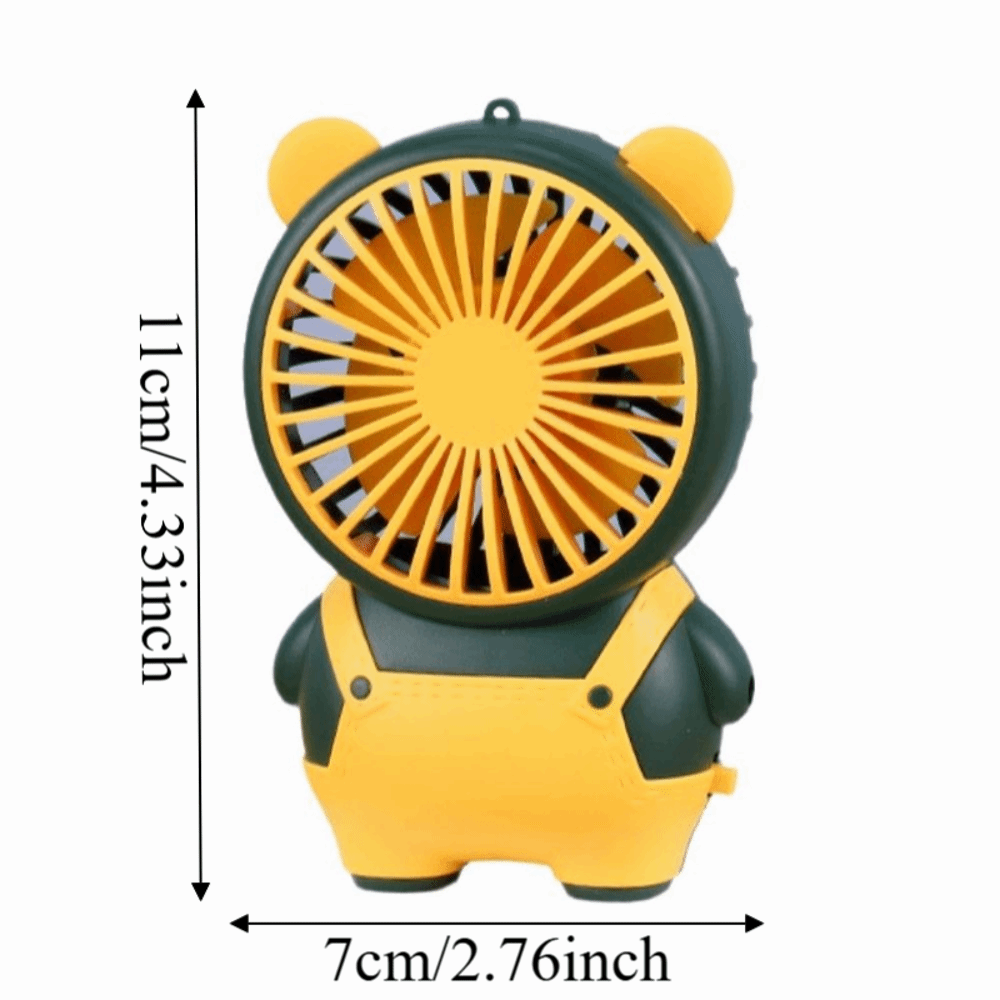 Summer Cooling Bear Shape Desktop Mini Fan Rechargeable Portable Small Electric Fan Lightweight Quiet Operation Cartoon Bear Fan Outdoor Use