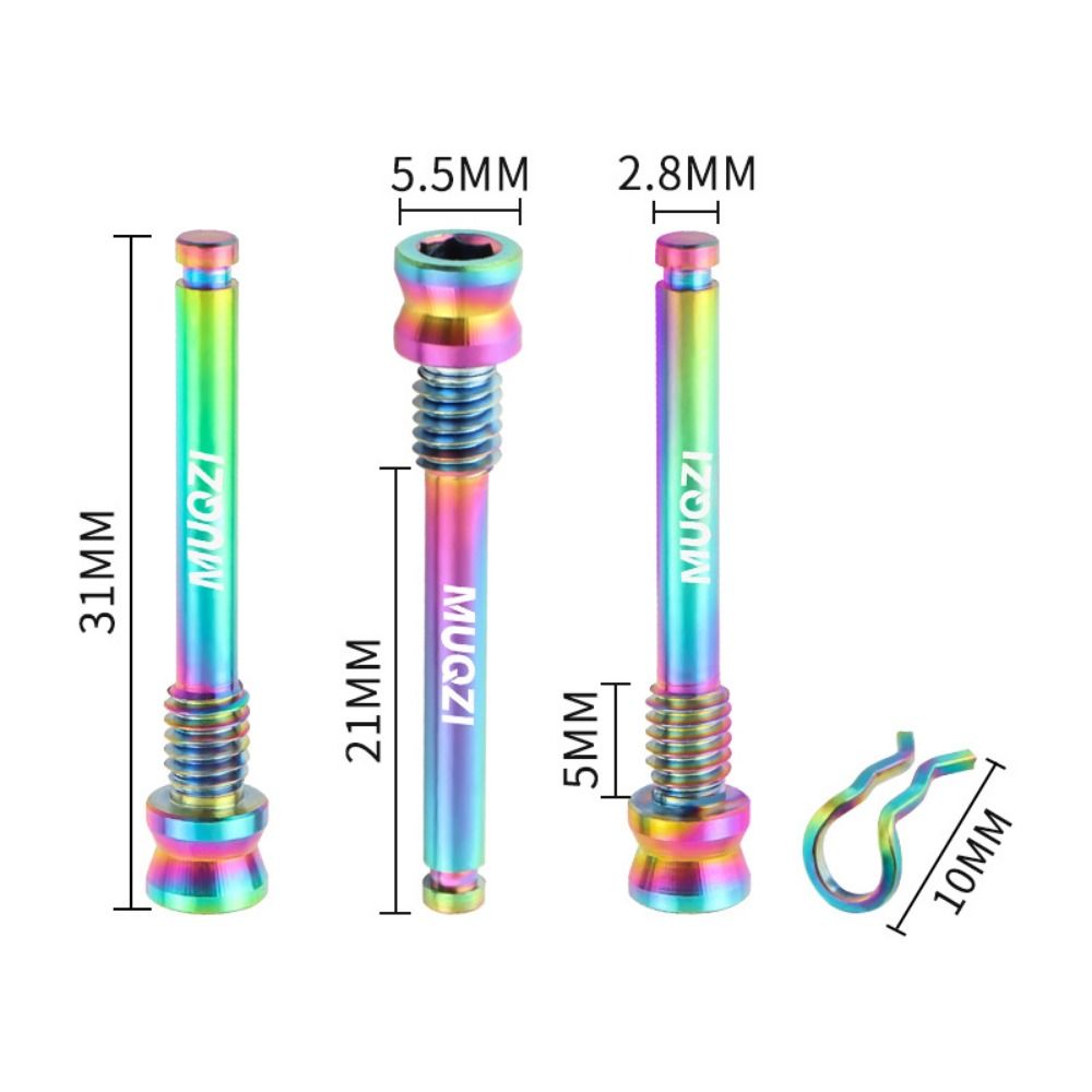 Mounting Screws Titanium Disc Brake Pad Bolts Pins Spring Clips M4*26mm Bicycle Disc Brakes Screws Lightweight with Fixing Clip Bicycle Disc Brake Fixing Screw Road MTB