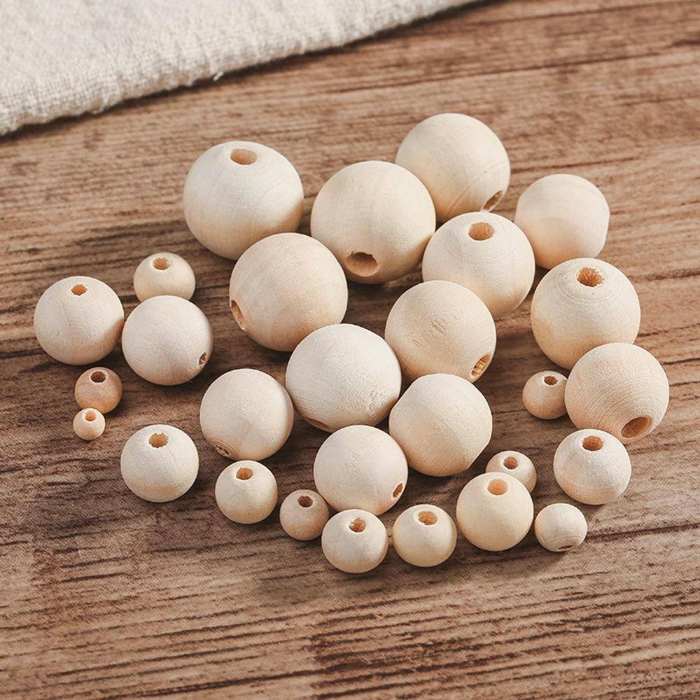 Natural Handmade Unfinished Lead-Free Charms Wooden Round Balls Loose Beads Wood Beads Necklace Accessories