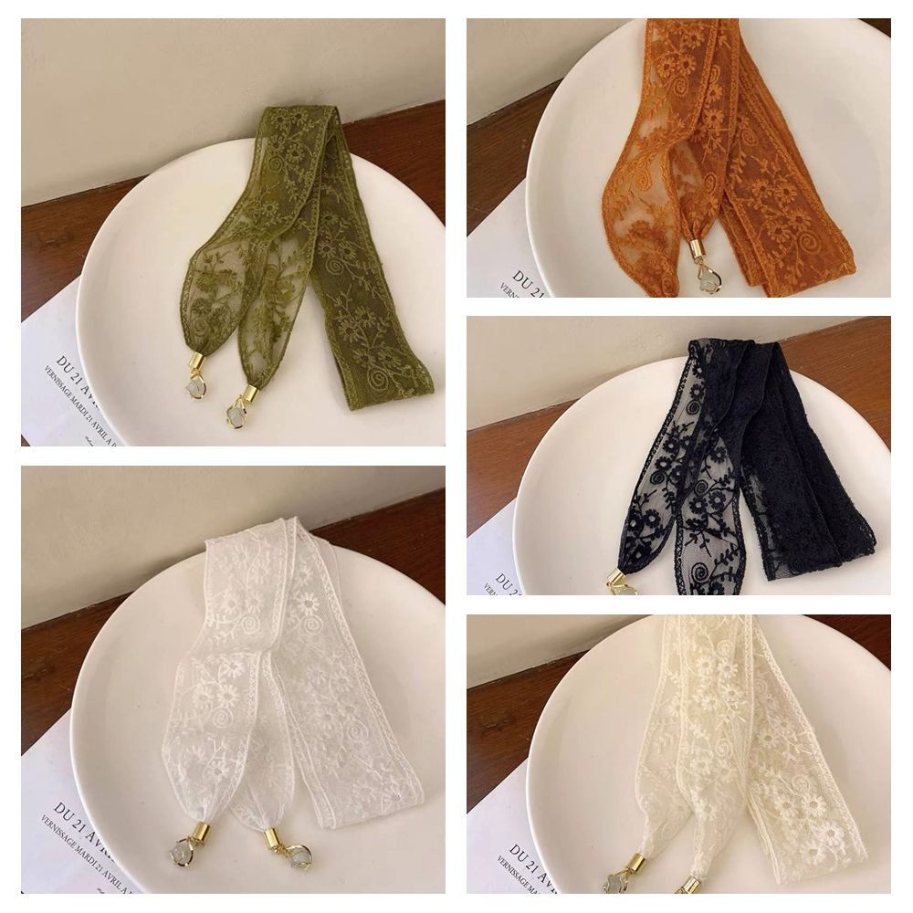 Flower Lace Ribbon Hair Scarf Transparent Dressing Decoration Braids Headband Neckerchief Hair Accessories Long Neck Scarves Party