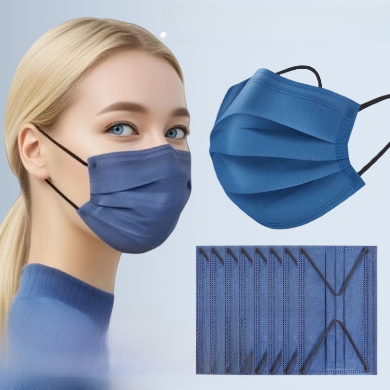 200Pcs Thick Denim Blue 4-Layer Disposable Face Masks - 200/100/50/10 Pieces with Elastic Loop and Adjustable Nose Clip, Suitable for Parties, Travel, Outdoor Activities, Casual Wearers, Fashion Enthusiasts, Ideal for