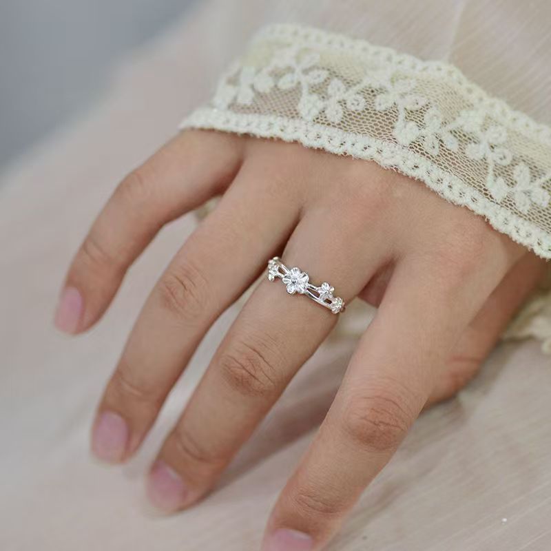 【New Arrivals】Simple Small Fresh Flower Ring Women's Ins Light Luxury New Chinese Style New Opening Adjustable Dieting Ring