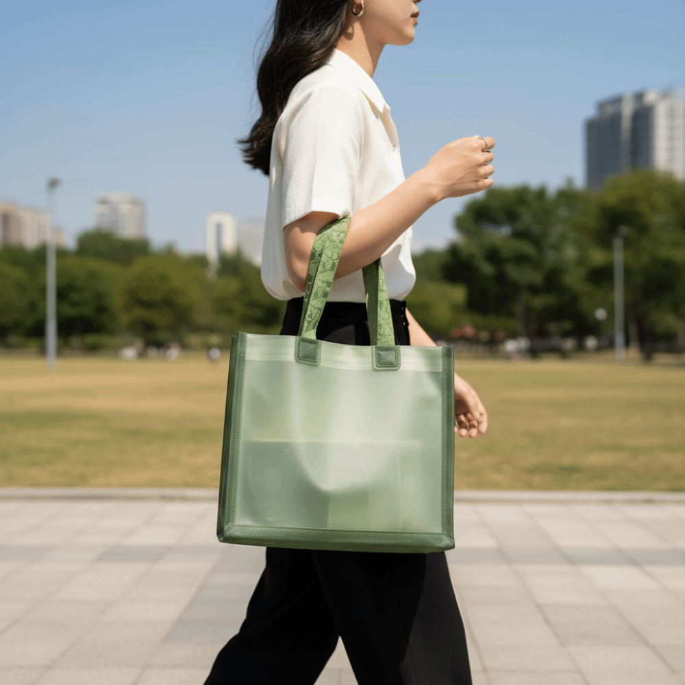 Eco-Friendly Thick Water-Sprinkling Festival PVC Tote Durable Plastic Transparent Handbags PVC Waterproof Reusable Bags Daily Use