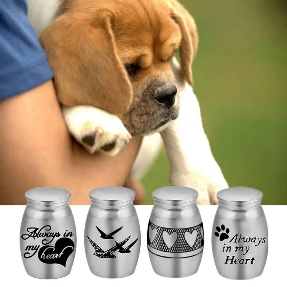 Practical Mini Pet Ashes Box Aluminum Alloy Dustproof Dog Cat Memorial Urn with Lid Waterproof Pet Hair Storage Box Sympathy Gift