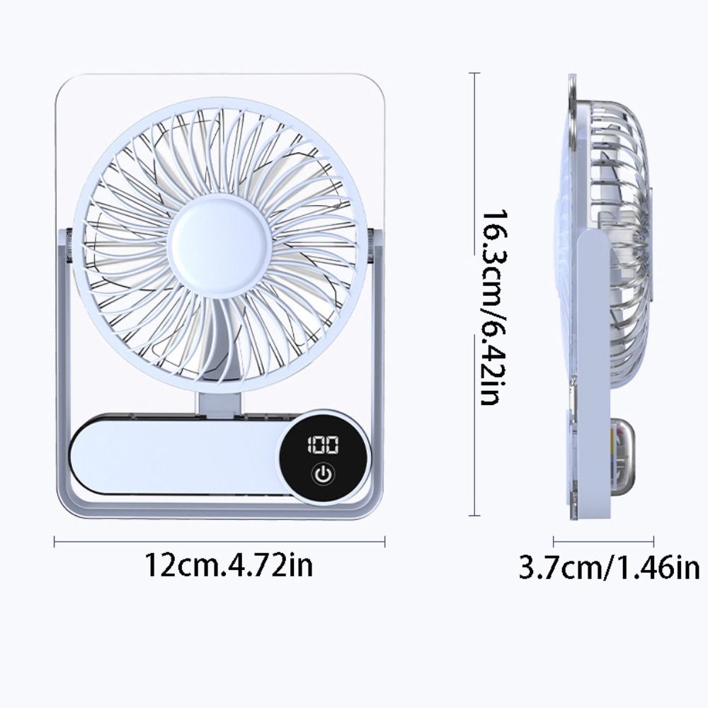 Simple Foldable Desk Fan 100 Levels Wall Hanging&Handheld Table Cooling Fan Speeds Adjustable Ultra Quiet Personal Mini Fan for Outdoor Camping
