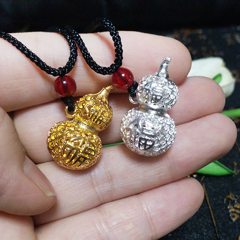 【New Arrivals】Anti-Gold and Silver Gourd Pendant Necklace Fulu Double Hollow-out Fulu Gourd for Men and Women Couple Gift Room Welfare