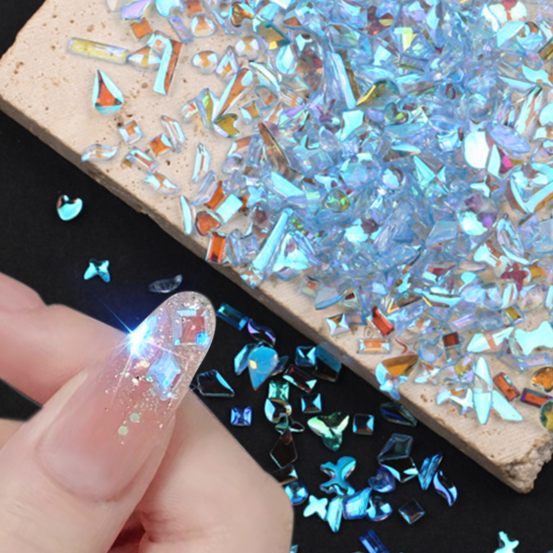 Zhitian Luxury 100PCS Mixed Rhinestones Gems For Nails 3D Aurora Flatback Resin Crystal For Nail Art Rhinestone AB Color Nail DIY Decorations