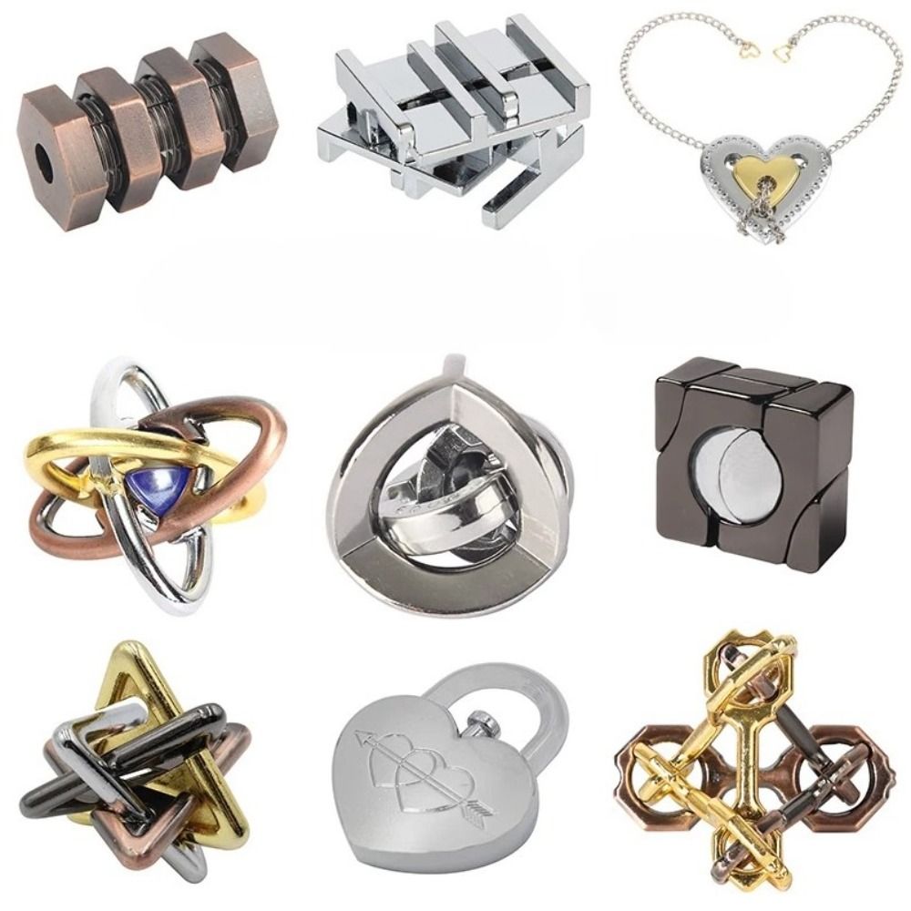 Learning Toys Transparent IQ Brain Teaser Puzzles Luban Lock Unlock Toy Kong Ming Lock ABS Plastic IQ LuBan Lock Kids Gifts