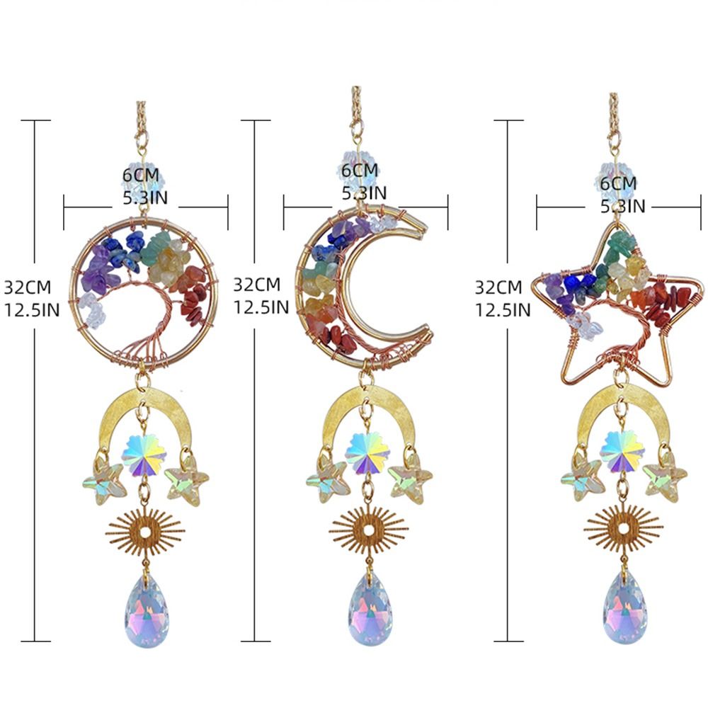 High Quality Natural Rainbow Sun Catchers Drops Ball Handmade Car Hanger Sun/Moon/Star Reflective Windows Hanging Suncatchers Wall Decor