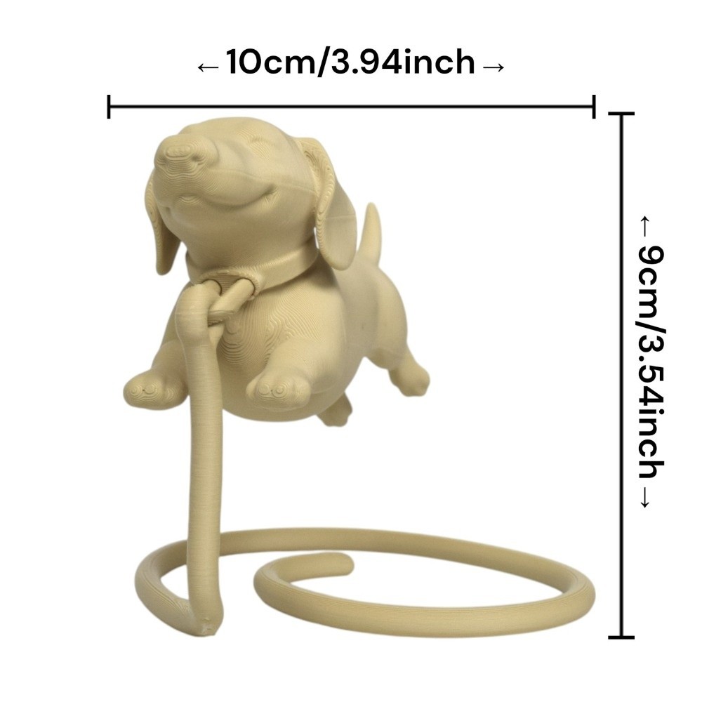 Cute 3D Printed Floating Dachshund Figurine Plastic Art Crafts Sausage Dog Ornament with Base Decorative Animal Figurines Study Decor