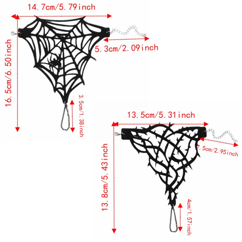 Fashion Black Spike Gothic Bracelet Double-sided Velvet Spider Web Bracelet Punk Vintage Adjustable Hand Chain Party