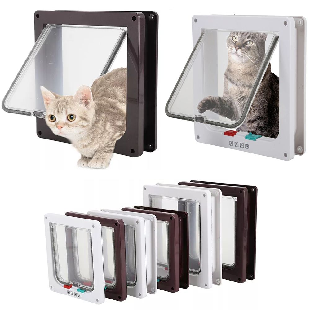 pcs Simple Design Freely 4 Ways In and Out for Small Dogs,Cats With Lock Flap Door Pet Supplies Cat Door Dog Gates