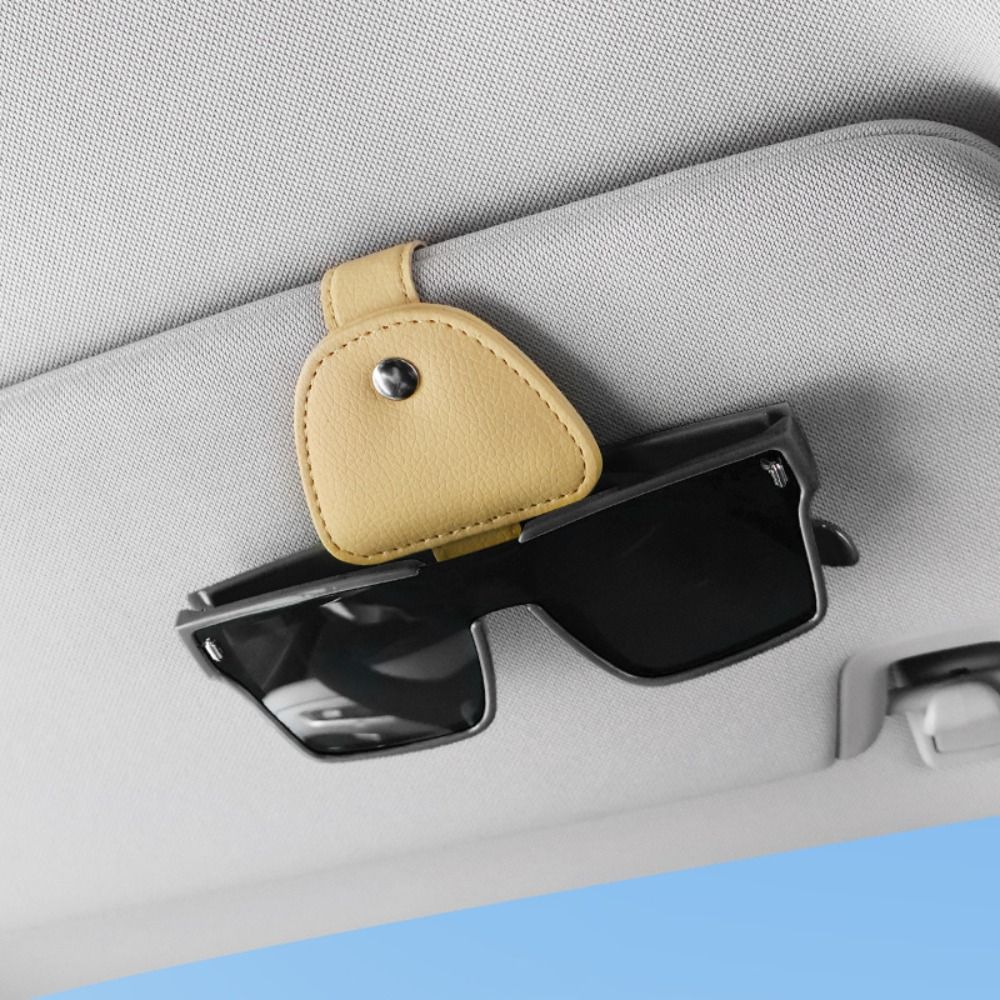 2pcs Portable Magnetic Car Glasses Clip Universal Stable Car Sun Visor Clip Frame Clip PU Automotive Hanger Card