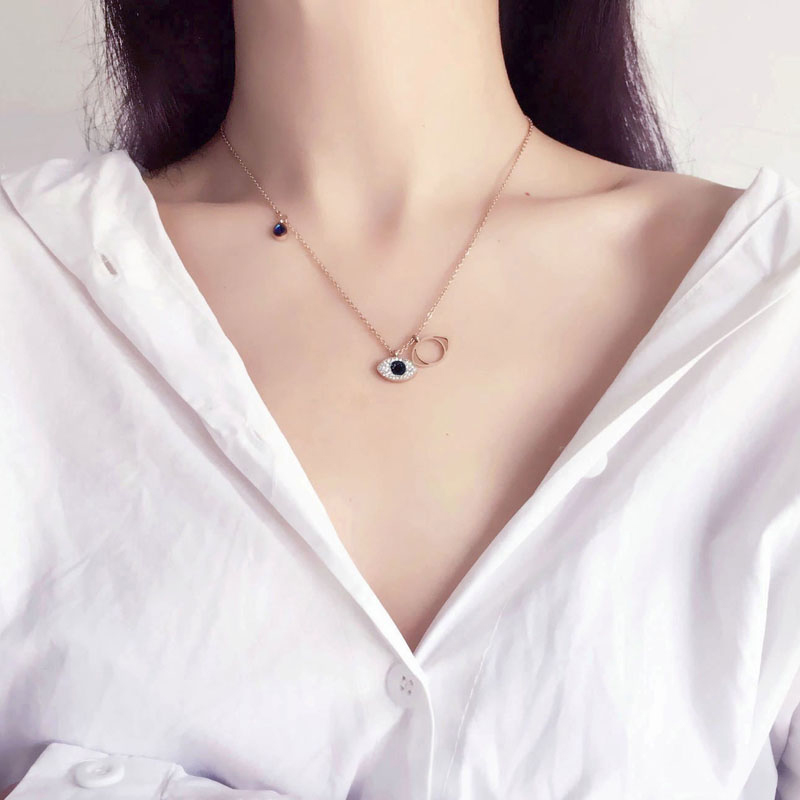 Yuanyan Magic Eye Necklace for Women Girls Blue Crystal Pendent High Quality Charm Fashion Jewelry Gift (N003)