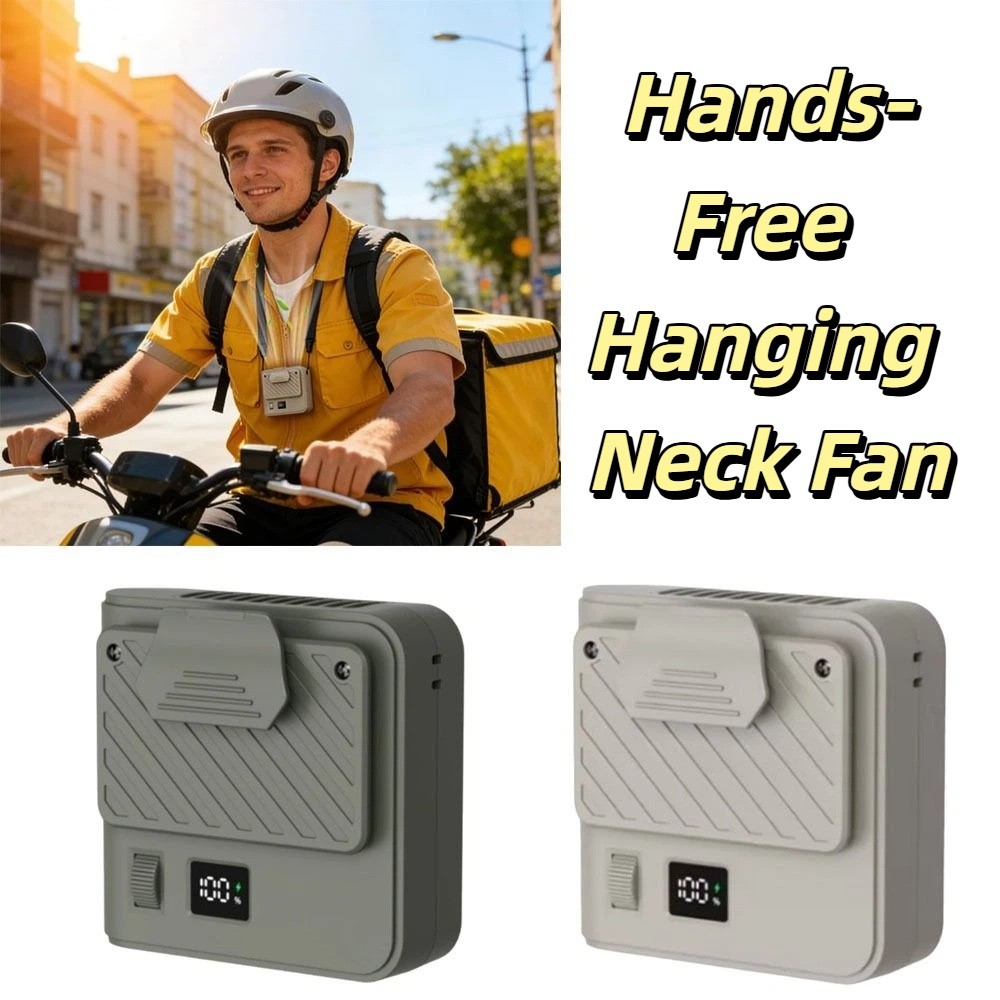 Rechargeable 100 Speeds Hands-Free Hanging Neck Fan 9500RPM Digital Display Rechargeable Wearable Fan LED Display Small Size Waist Clip Fan Golf