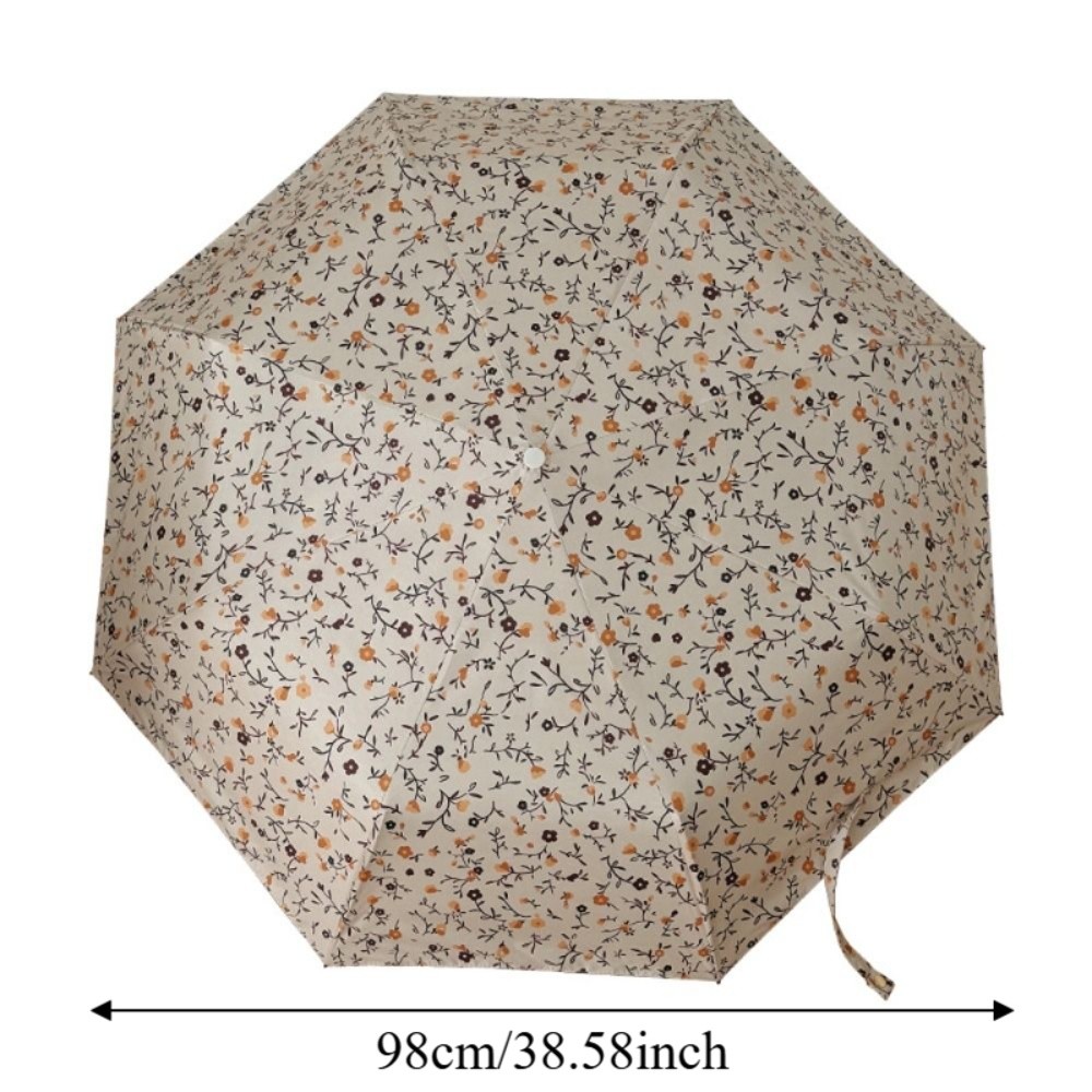 Cute Fully Automatic/Manual Folding Rain Umbrella UV Protection Floral Pattern Sunshade Umbrella Three-fold 8 Ribs Design Portable Parasol Rainy Days