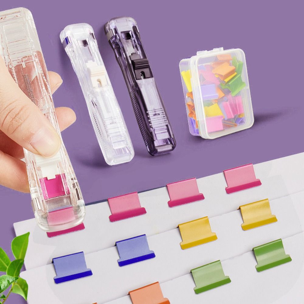 High Quality Traceless Clip Pusher Hand Push Reusable Paper Binding Clip Metal Hand Push Clamp Student Gift