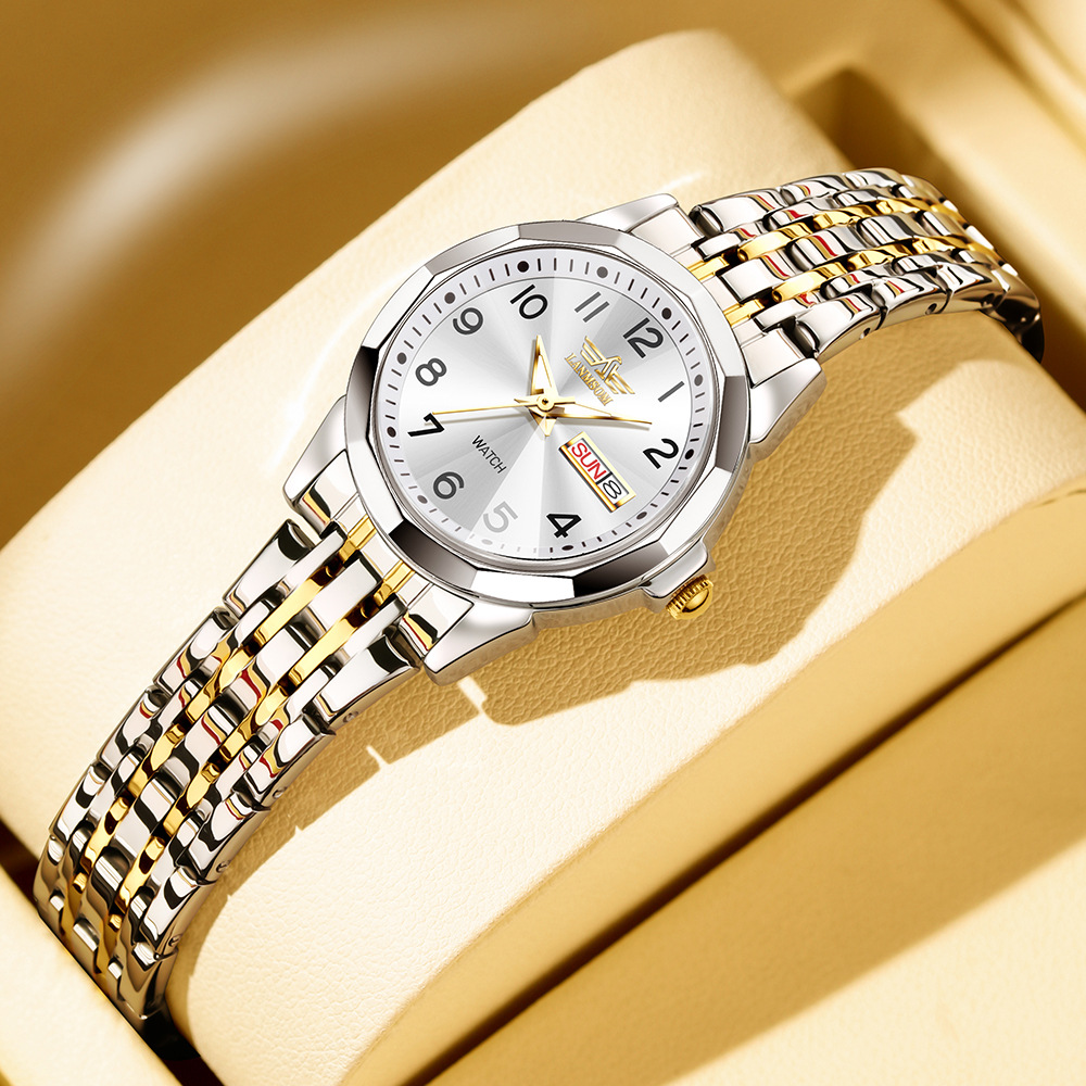 【New arrival】LANMSOM Genuine Women's Watch - Petite Diamond Dial, Unique Luxury Trendy Quartz Watch