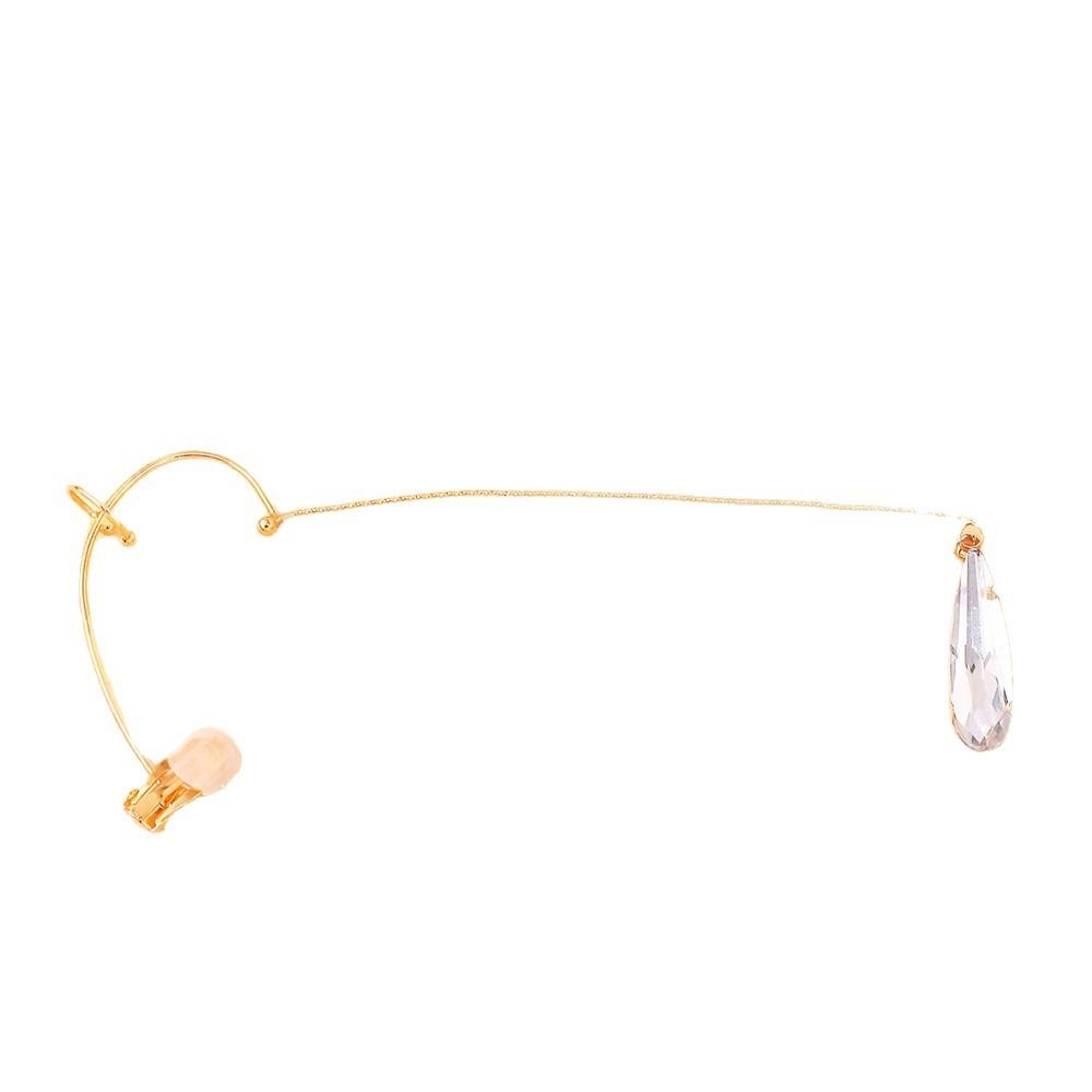 Simple / Color Water Drop Earring No Piercing Sparkling Eye Jewelry Easy to Wear Lightweight Teardrop Face Chain Gift