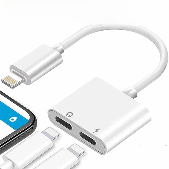 2 in 1 Splitter Lightning to Lightning And AUX 3.5mm Supports Pubg Microphone, Phone Call No Nedd To Connect Bluetooth