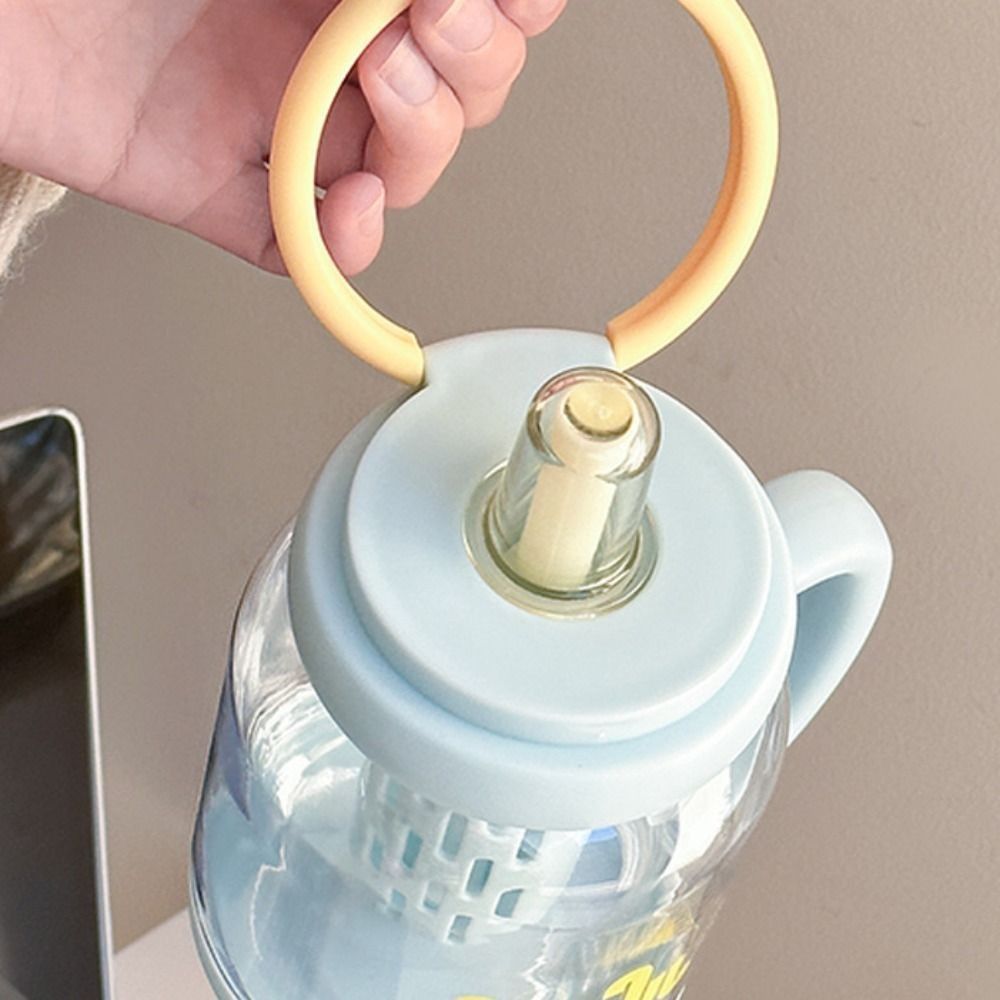 Creative With Straw Water Sippy Cup Plastic Cartoon Portable Drink Bottle 900ml Cute Water Cup Home