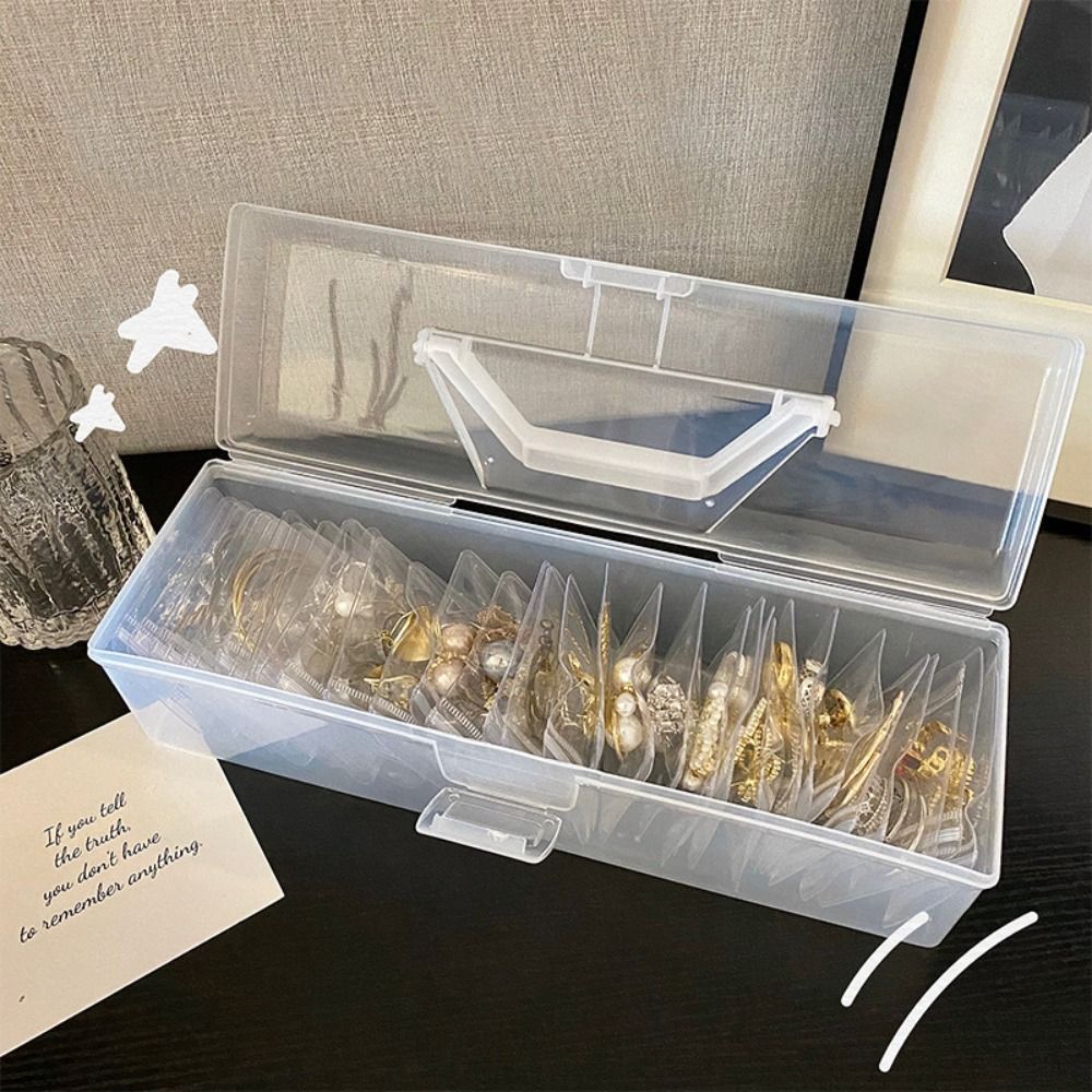 Useful Plastic Storage Box Portable Clear Stationery Box Sundries Container School Office Home