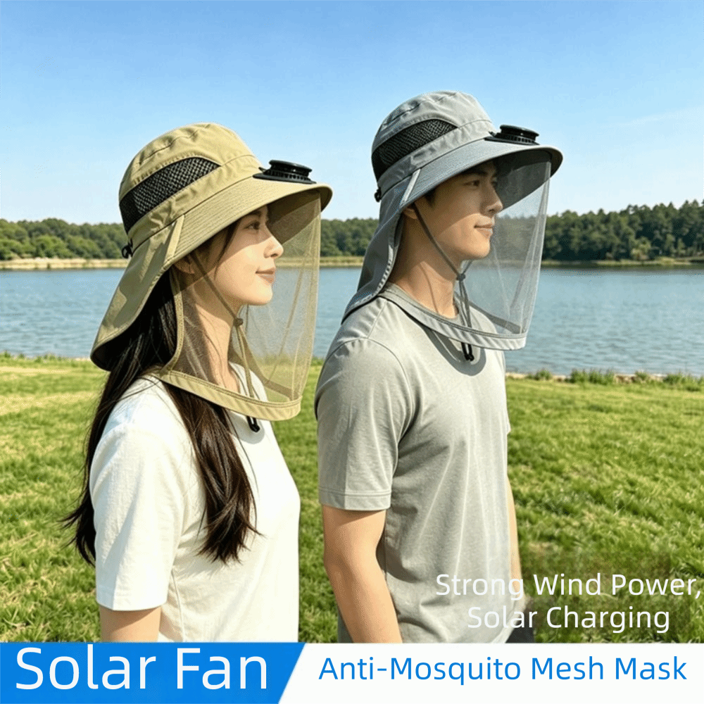 Comfortable To Wea With Net Mesh Mosquito Head Net Hat Foldable Breathable Wide Brim Sun Cap High Wind Power 3 Speeds Fishing Bucket Hat Hiking