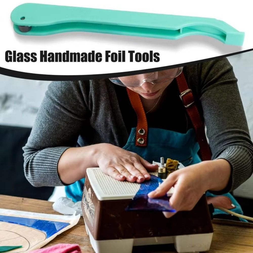 Handcrafted Plastic Tained Glass Hand Foiler Durable Sturdy Manual Foiling Tool Guide Groove Smooth The Edges Hand Foiler Colored Glass