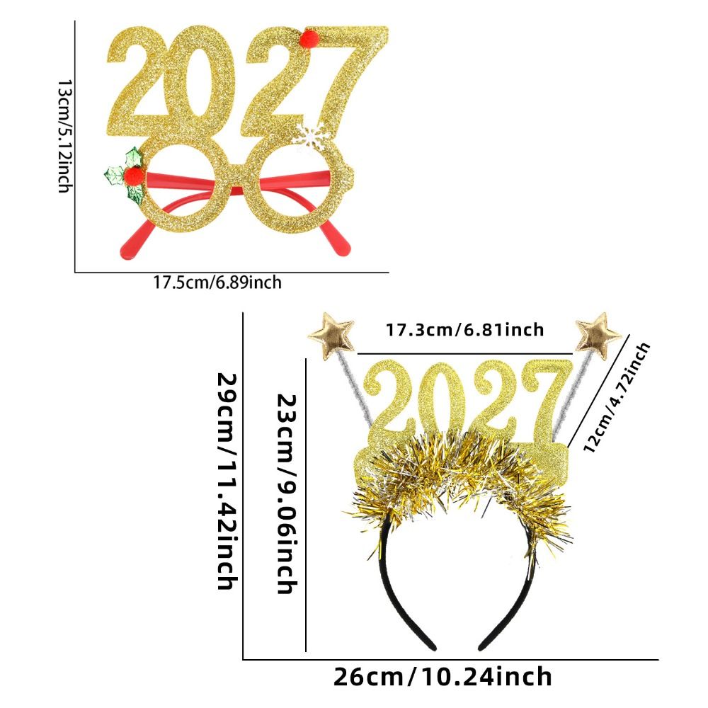 Children Gifts Sequin 2027 Happy New Year Headband Cute Creative Glitter Hair Hoop Photo Prop Colorful Star Strip Headwear Cosplay