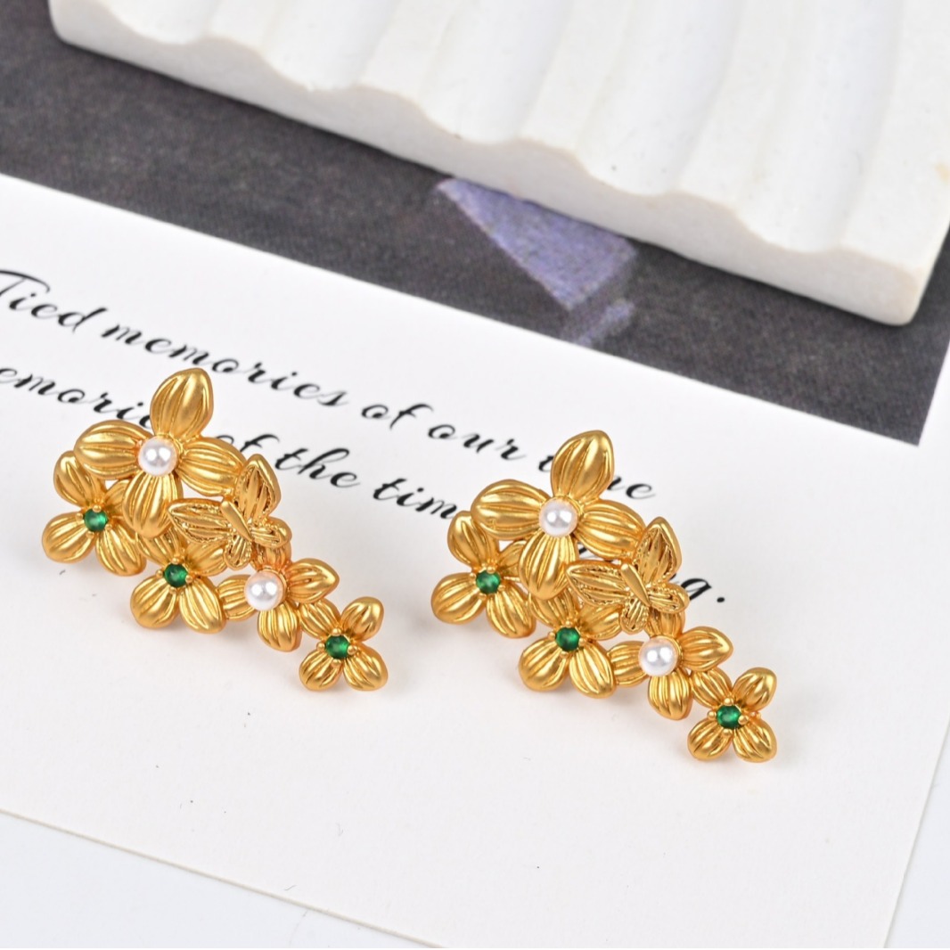 【Prices are low- Now don't beslow】Flower Niche Jewelry Spring Romantic Classical High-end Light Luxury New Ins Women's Earrings