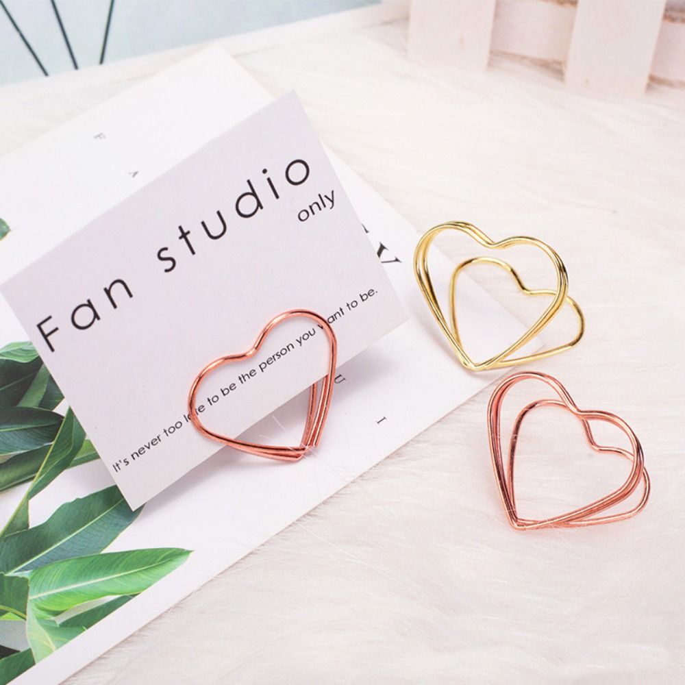 10 Pcs/set Portable Heart-shape Design Love Shape Card Holders Flexible Simple Metal Photos Clips Easy to Use Message Card Stand Clamps