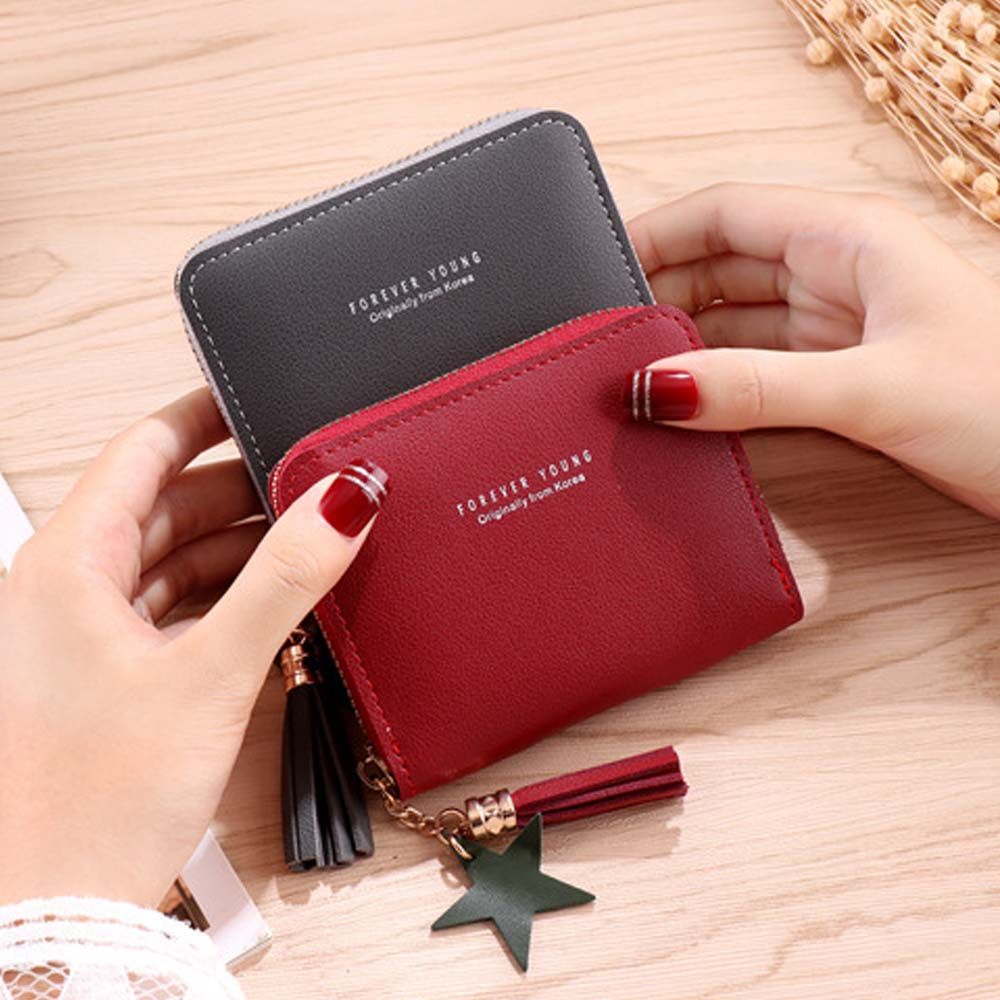 Sweet Cute Star Tassel Handbag PU Multifunctional Card Holders Small Coin Purse Money Bag Women Wallets