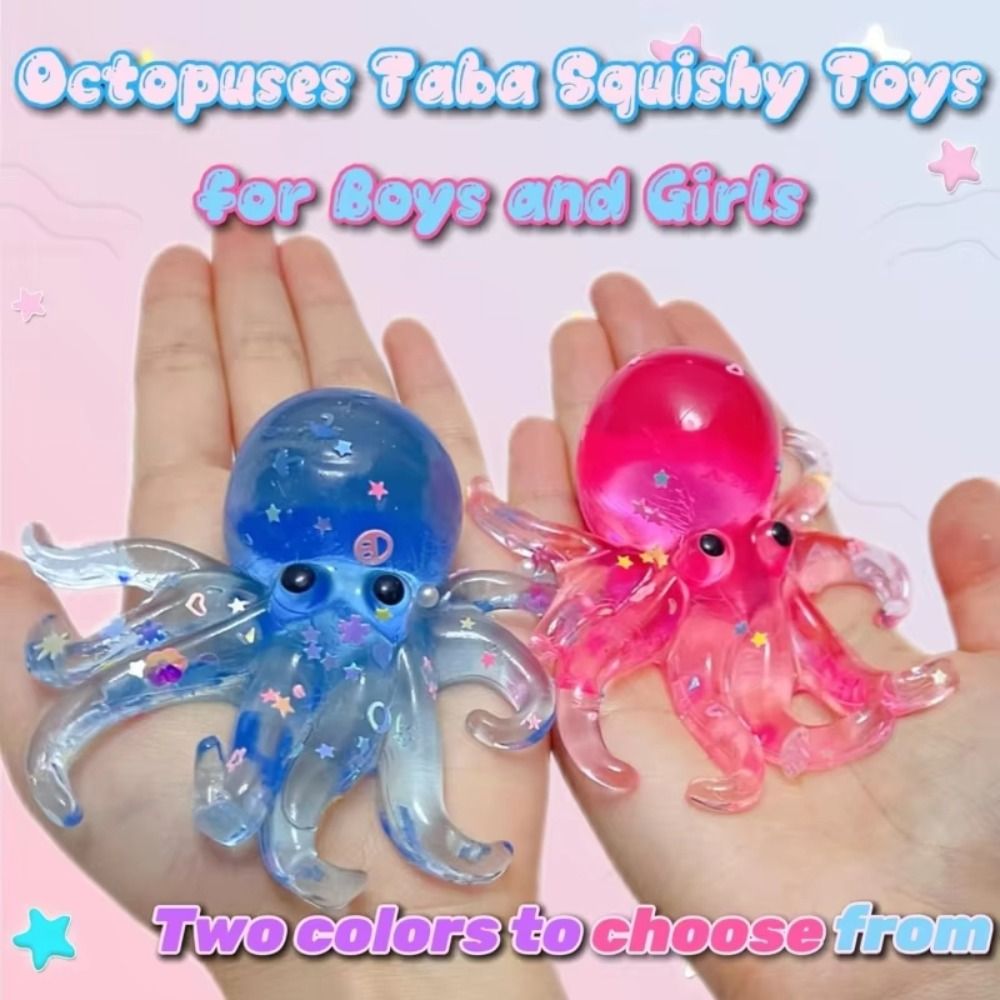 Kids Adults Simulation Squishy Ocean Octopus Stretched Glitter Sensory Fidget Ball Pinch Cute Animals Slow Rebound Toy For Students