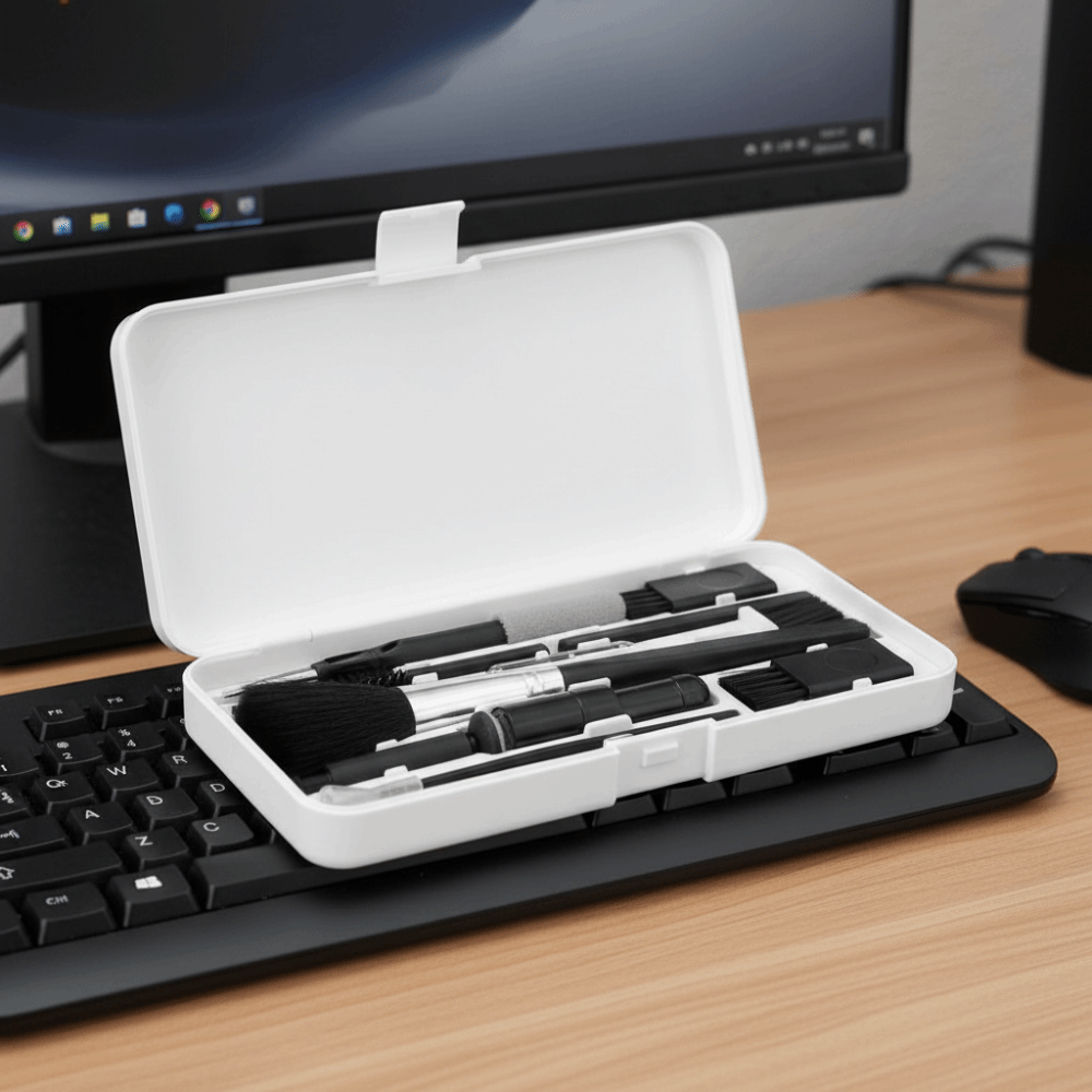 Practical 18 in Computer Keyboard Cleaner Kit with Storage Box Keycap Puller Kit Reusable Dust-proof Earphone Clean Brush Set Tablet