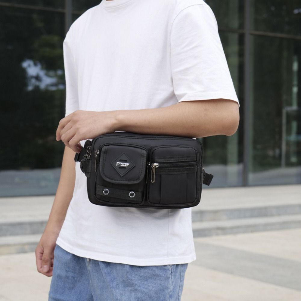 Portable Multi-Compartment Men's Waist Bag Waterproof Large Capacity Chest Bag Lightweight Sports Fanny Pack Men