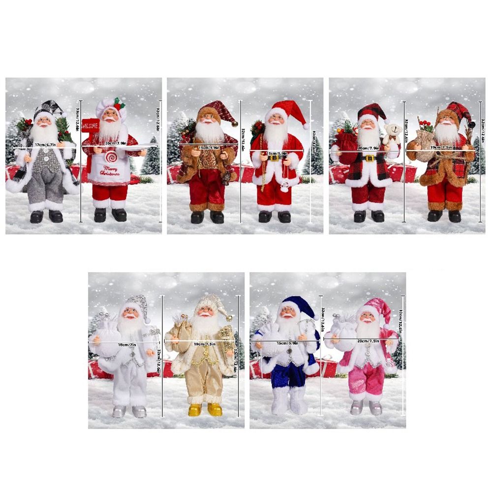 Durable 3D Santa Claus Doll 12 Inch Cute Christmas Home Decorations Creative Cartoon Christmas Ornament Birthday Gifts