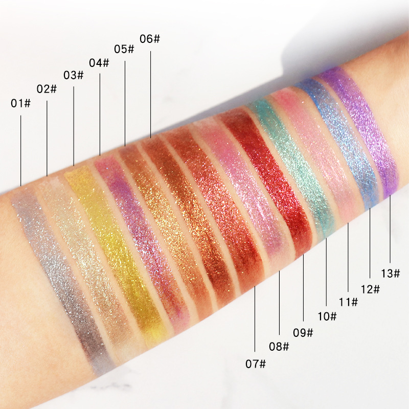 Wenefang Fashion 1PCS Liquid Eyeliner Chameleon Highlight Liquid Eyeshadow Pen Magic Diamond Shiny Eyeliner 13color eyeliner stamp women make up