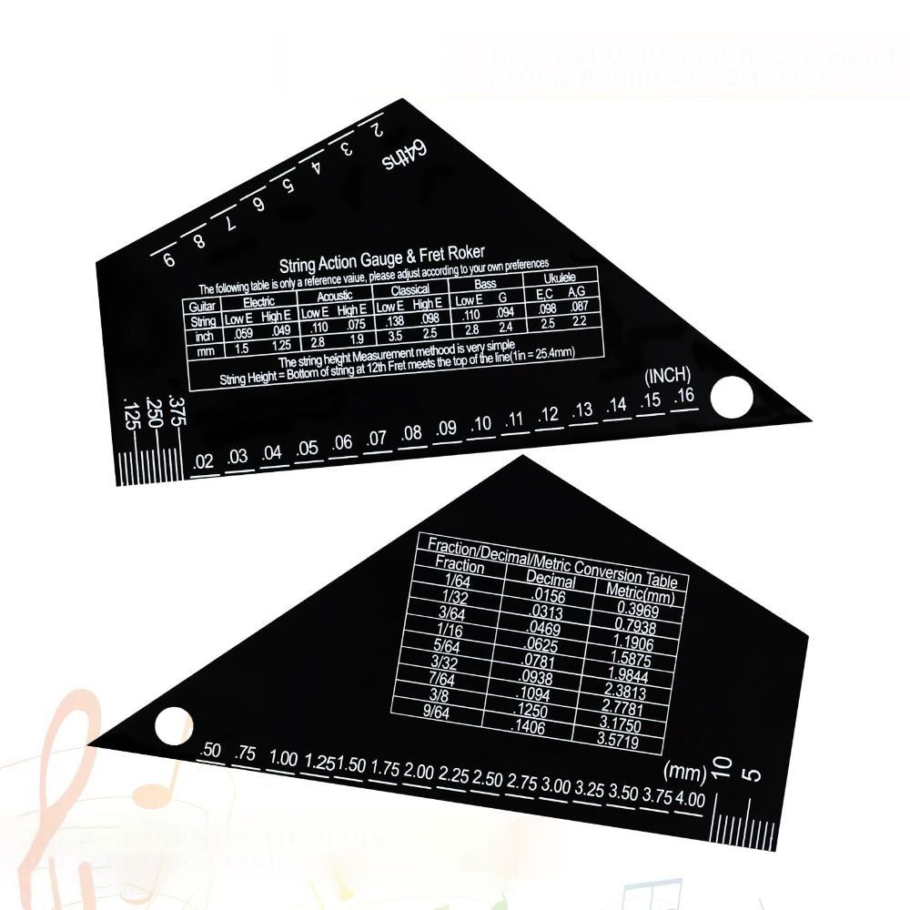 Measurement Tool Aluminium Alloy Guitar String Action Gauge Guitar Leveling Precise Etched Buzzing Fret Catcher Durable Portable Fret Rocker Leveling Guide Folk Guitar