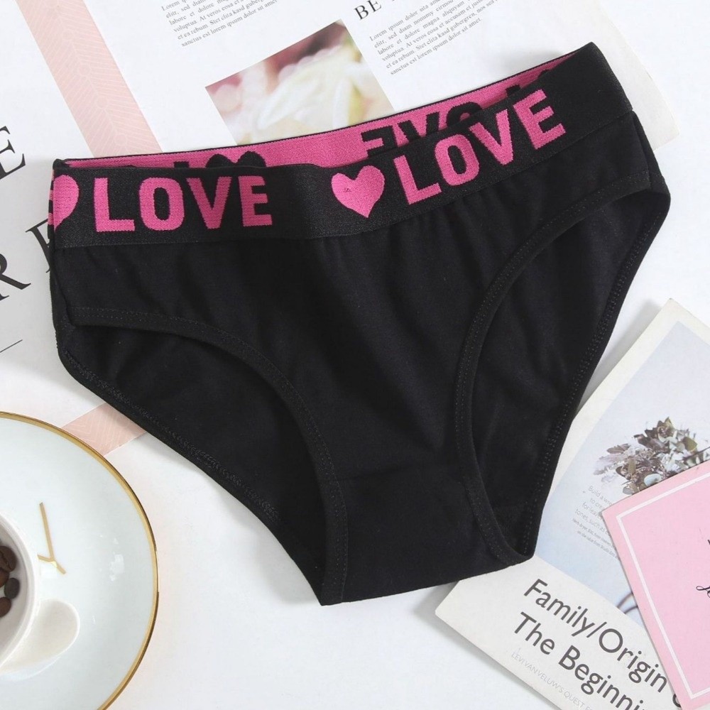 Underpants Ultra Thin Women's Underwear Mid-waist Lingerie Triangle Pants Underwear Patchwork Heart Letter Briefs Summer Season