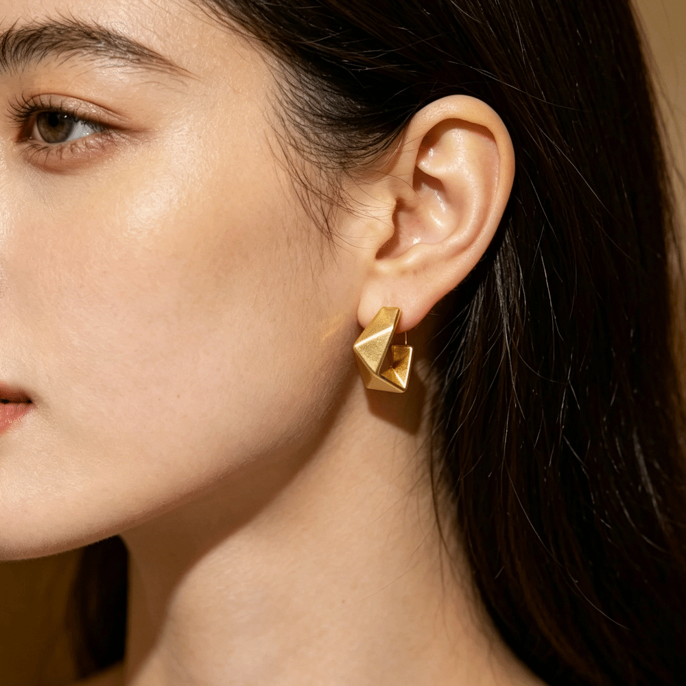 Creative Elegant Polygon Earrings Rhombic Section Irregular Vintage Jewelry Alloy Geometric Metal Earring Girls