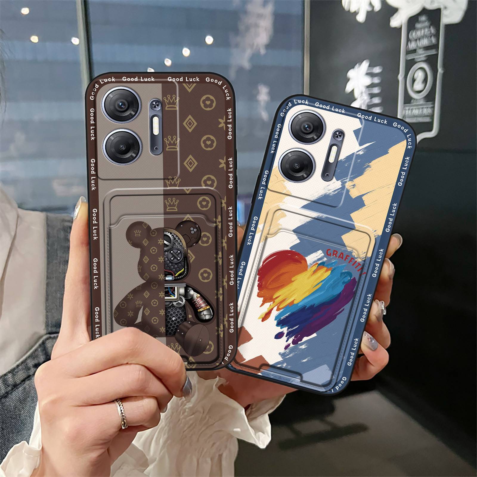 Anti-dust Anti-knock Phone Case For infinix Hot30 5G/X6832 Graffiti protective Fashion Design Card bag Shockproof Cute