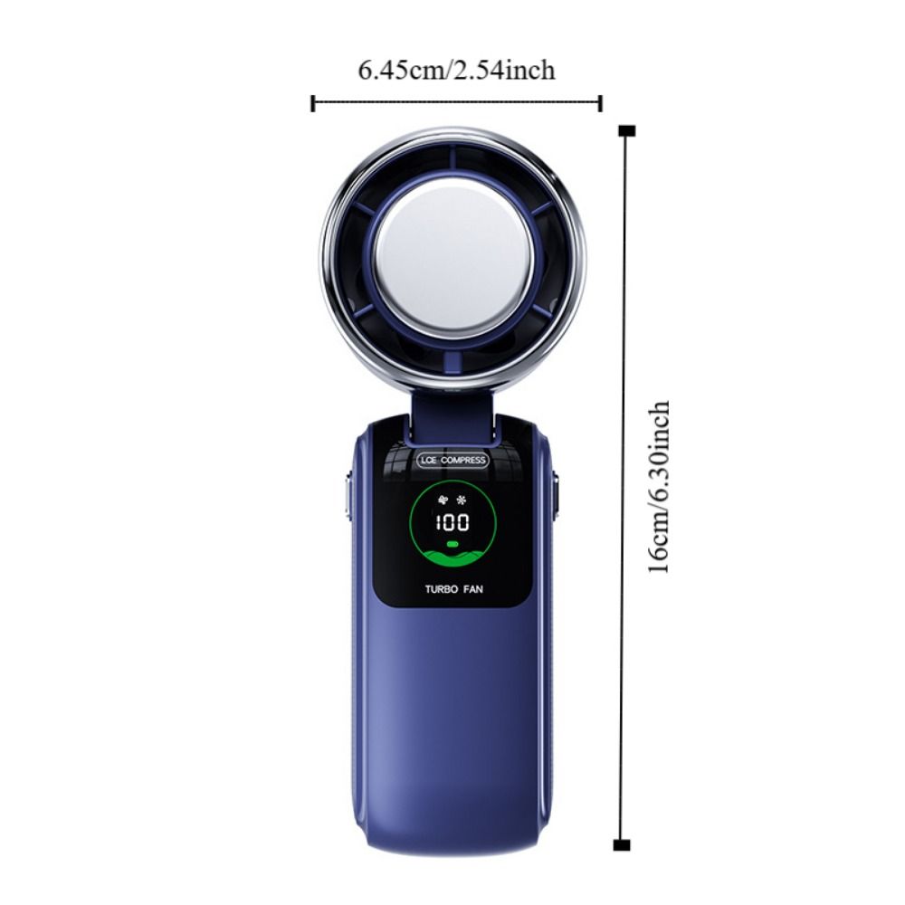 Portable Semiconductor Refrigeration Mini Handheld Fan 100 Speed Infinitely LED Display Hanging Neck Fan Rechargeable Low Noise Foldable Desk Fan Summer