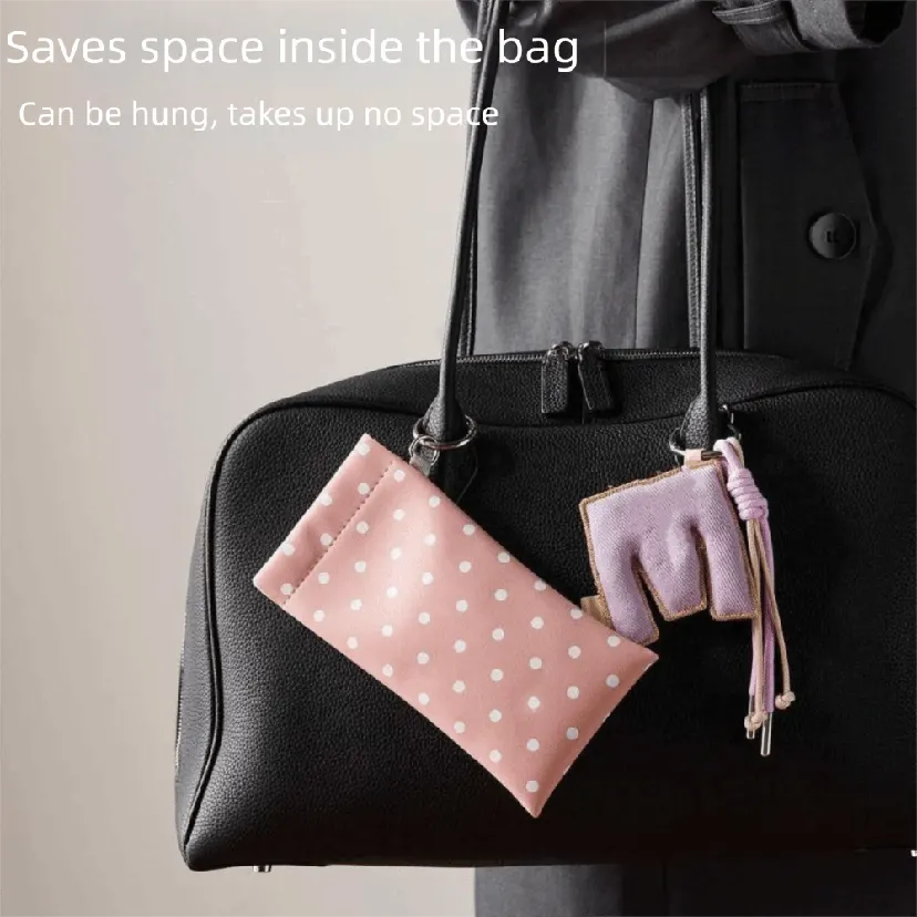 Spring Auto-close Glasses Bag With Keyring Glasses Clip Leather Glasses Storage Bag Korean Style Shrapnel Snap Shut【AliS8】