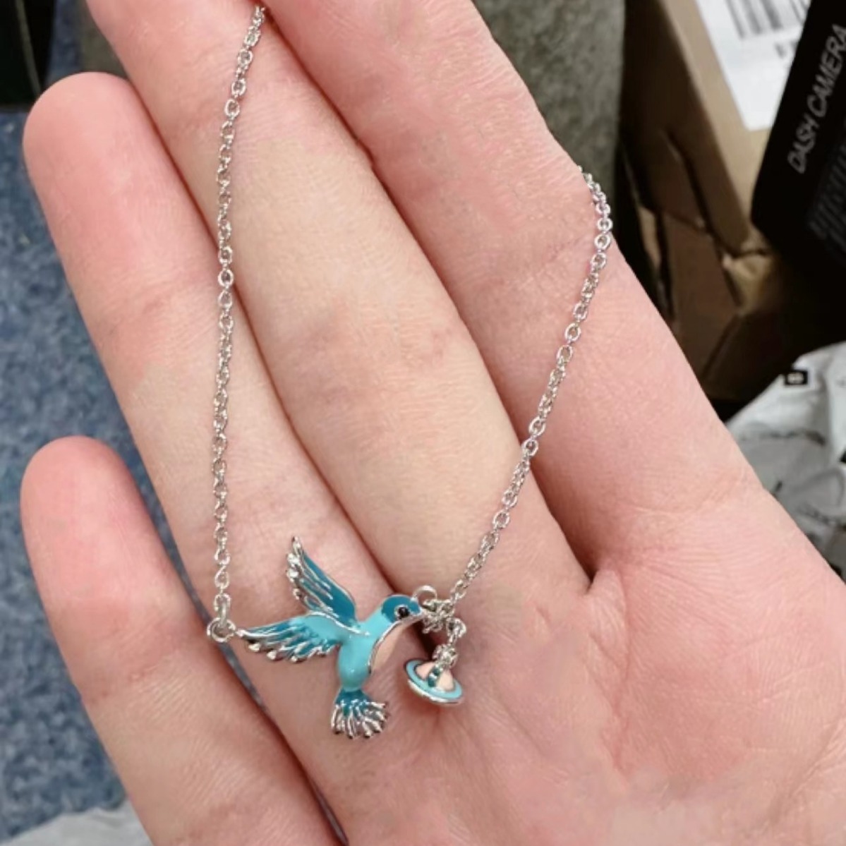 【Quality certifications】New Hummingbird Necklace Earrings Korean Style Fragrant Style Niche High-end Design Sense Clavicle Necklace for Women